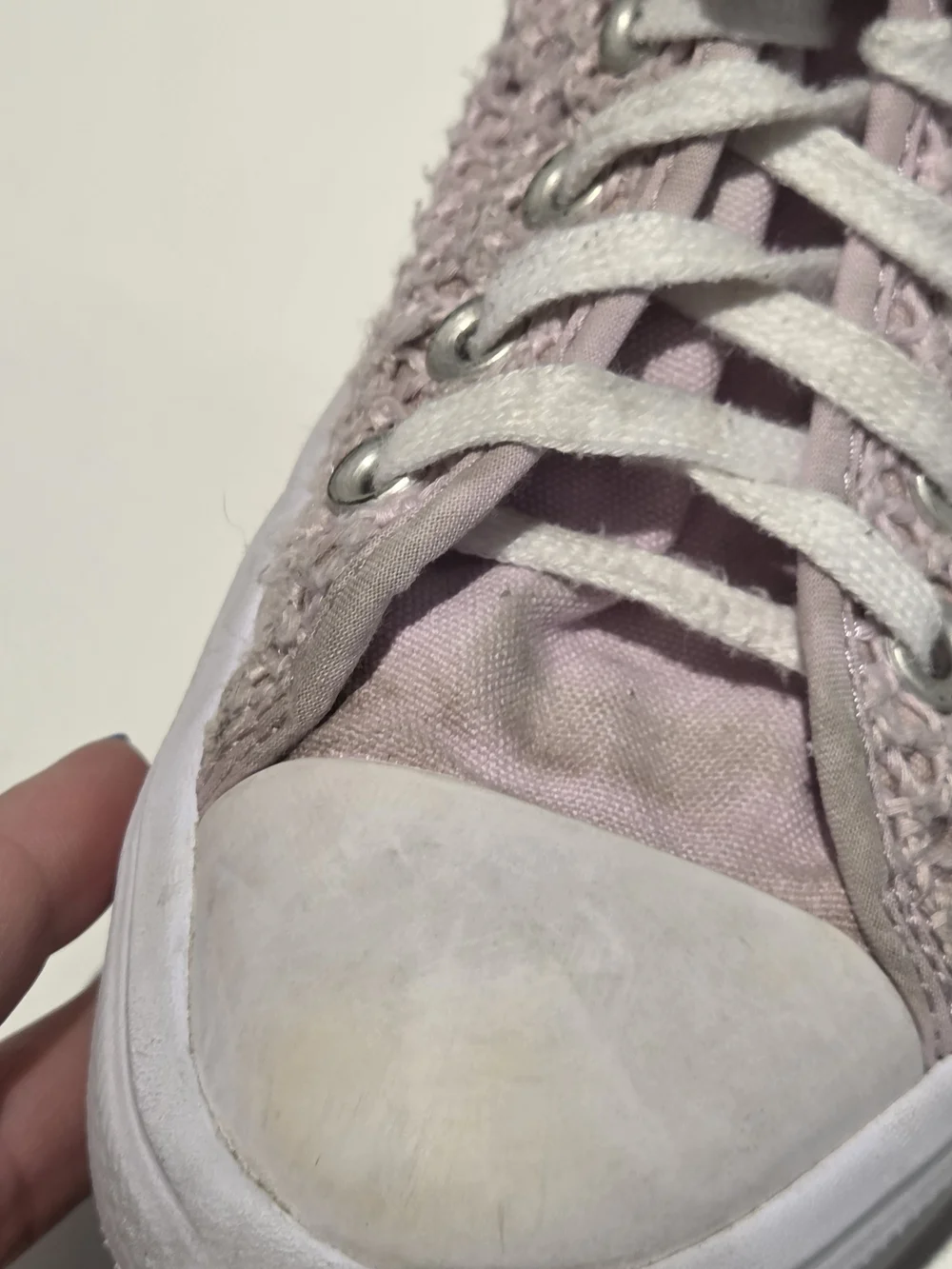 Converse Girls Size 4 Lilac Pink Crochet Platform High Top All Star Chuck Taylor